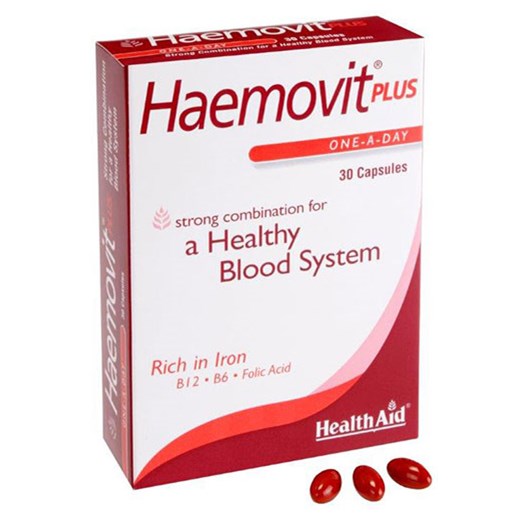 HEALTH AID Haemovit PLUS - Σίδηρος, Βιταμίνη Β12, Β6 & Φολικό οξύ (30 ΚΑΨΟΥΛΕΣ)