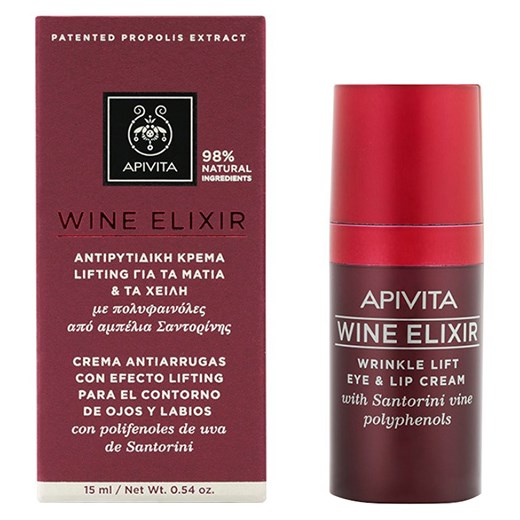APIVITA WINE ELIXIR ΑΝΤΙΡΥΤΙΔΙΚΗ ΚΡΕΜΑ LIFTING ΜΑΤΙΩΝ & ΧΕΙΛΙΩΝ ΜΕ ΠΟΛΥΦΑΙΝΟΛΕΣ ΑΠΟ ΑΜΠΕΛΙΑ ΣΑΝΤΟΡΙΝΗΣ 15ML