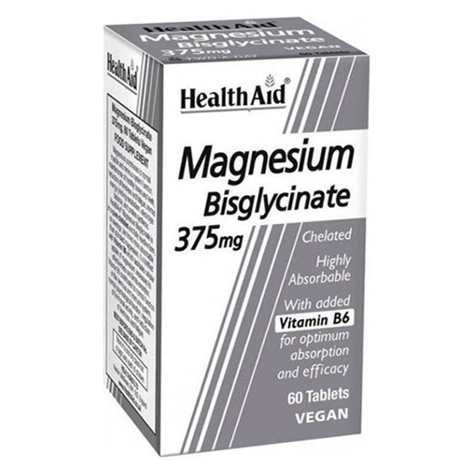 HEALTH AID MAGNESIUM BISGLYCINATE 375mg 60 TABLETS VEGAN