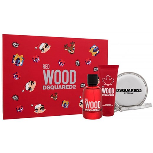 DSQUARED RED WOOD EDT 100ML VAPO + PERFUMED BATH & SHOWER GEL 100ML + SILVER ROUND PURSE WOMEN (SET)