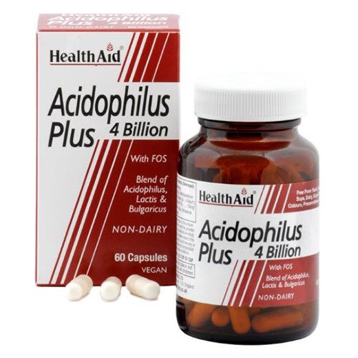 HEALTH AID Acidophilus Plus 4 billion - Οξεόφιλα Προβιοτικά 4δις με (FOS) (60 ΚΑΨΟΥΛΕΣ)