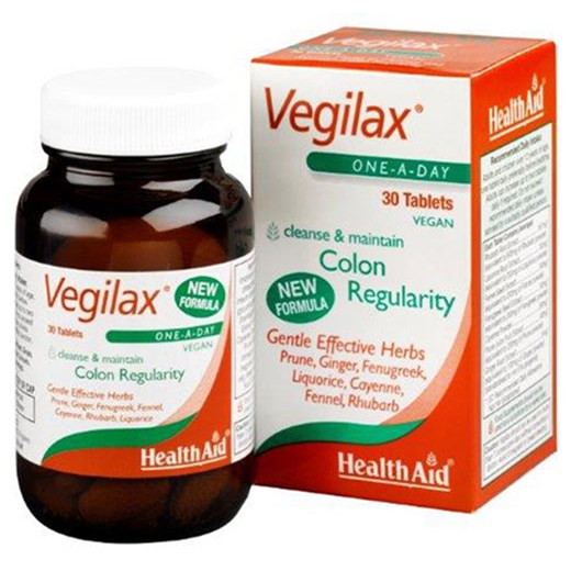 HEALTH AID Vegilax - Φυτικό υπακτικό - Δαμάσκηνα, Γλυκόριζα, Ραβέντι (30 ΤΑΜΠΛΕΤΕΣ)