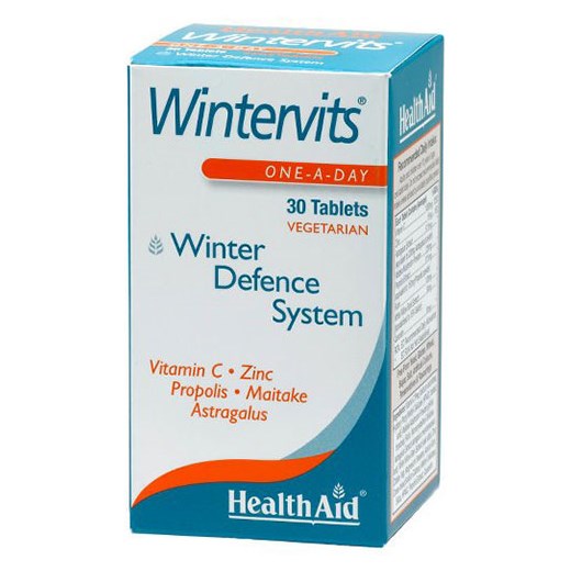 HEALTH AID Wintervits - Βιταμίνη C, Ψευδάργυρος, Πρόπολη, Μαϊτάκε, Αστράγαλος, Κουερσετίνη (30 ΤΑΜΠΛΕΤΕΣ)