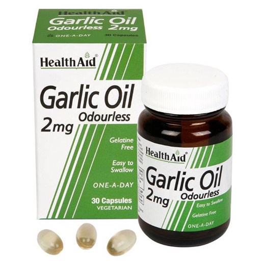 HEALTH AID Garlic Oil Odourless - Έλαιο Σκόρδου 2mg άοσμο (30 ΚΑΨΟΥΛΕΣ)