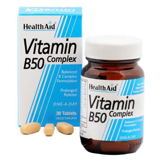 HEALTH AID Vitamin B50 Complex - Ενισχυμένος συνδυασμός Βιταμινών του Συμπλέγματος Β (30 ΤΑΜΠΛΕΤΕΣ)